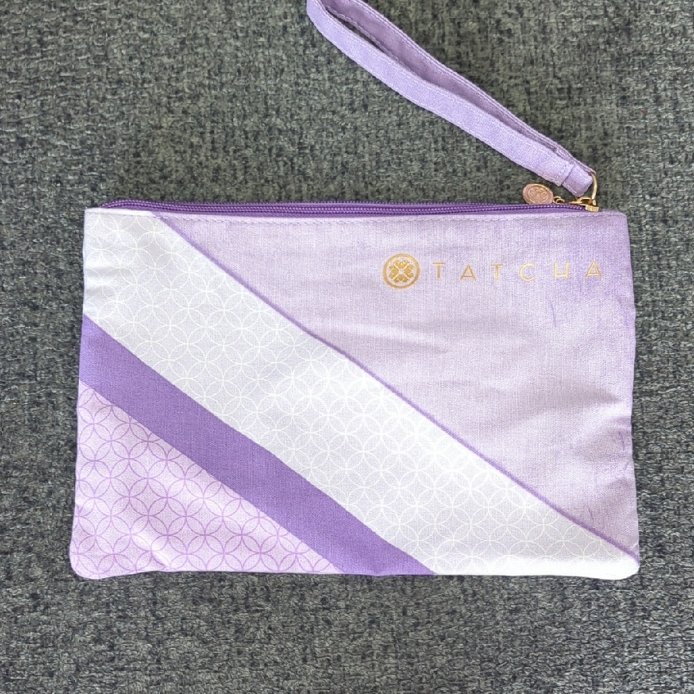 Tatcha Purple and White Makeup Bag